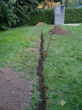 Underground wire cable trench